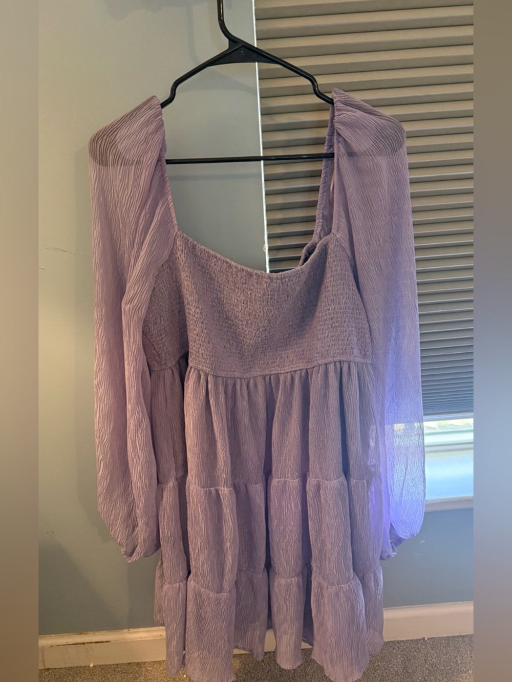 Altar’d STATE Lilac Tiered Smocked Long-Sleeve dress